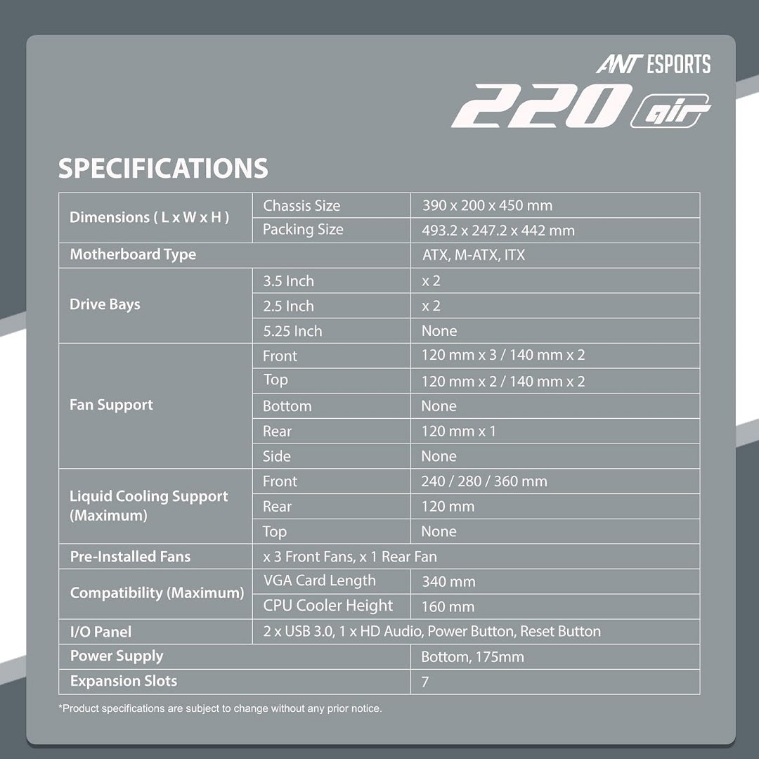 Cabinet Ant Esports ICE-220 Air
