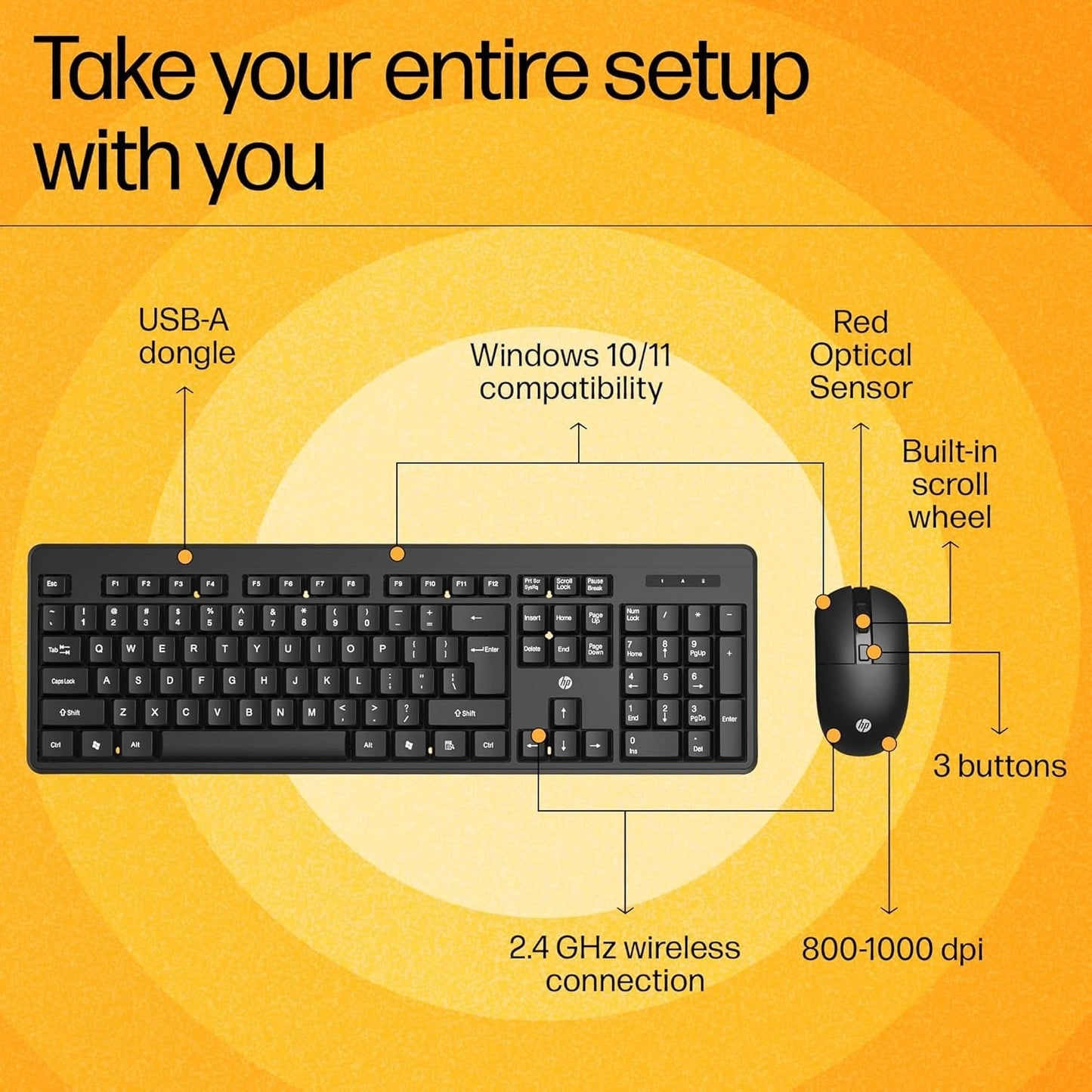 Kb+Mouse HP KM200 Wifi Combo 7J4H8AA